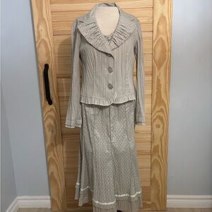 Elegant beige polka dot Women's dress Set